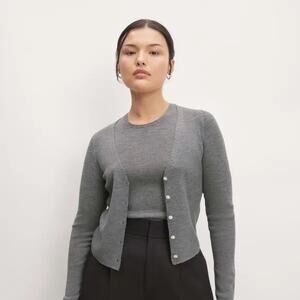 EVERLANE Sm The Cardigan Ultrasoft Fine Merino Wool Cardigan Gray